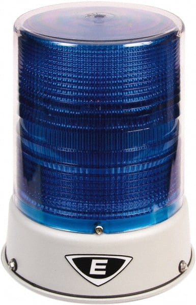 Edwards Signaling - 120 VAC, 4X NEMA Rated, LED, Blue, Flashing, Steady Light - 65 Flashes per min, 3/4 Inch Pipe, 6-1/2 Inch Diameter, 8 Inch High, IP66 Ingress Rating, Pipe Mount - Exact Tooling