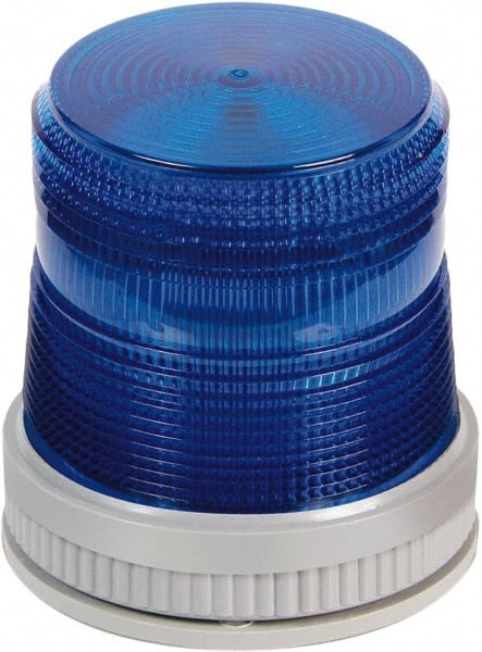 Edwards Signaling - 120 VAC, 4X NEMA Rated, LED, Blue, Flashing, Steady Light - 65 Flashes per min, 3/4 Inch Pipe, 3-3/4 Inch Diameter, 4-3/4 Inch High, Panel Mount, Pipe Mount, Wall Mount - Exact Tooling