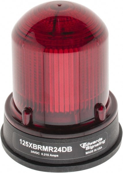 Edwards Signaling - 24 VDC, 4X NEMA Rated, LED, Red, Flashing, Steady Light - 65 Flashes per min, 3/4 Inch Pipe, 3-1/4 Inch Diameter, 3-7/8 Inch High, Panel Mount, Pipe Mount - Exact Tooling