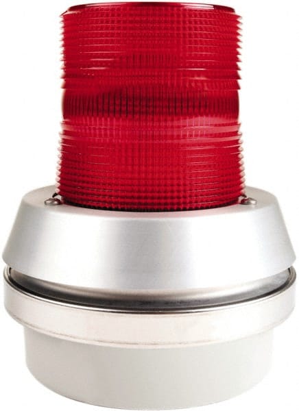 Edwards Signaling - 120 VAC, LED, Red, Flashing Light - 65 Flashes per min, 1/2 Inch Pipe, 6 Inch Diameter, 7-3/8 Inch High, Box Mount, Panel, Pipe, Surface and Wall Mount - Exact Tooling