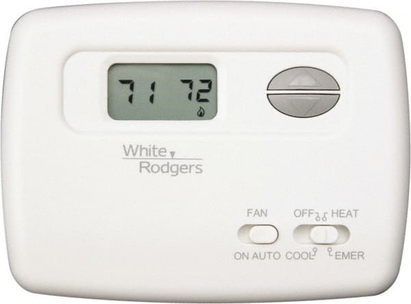 White-Rodgers - 45 to 90°F, 2 Heat, 1 Cool, Digital Nonprogrammable Heat Pump Thermostat - 20 to 30 Volts, Horizontal Mount, Hardwire Switch - Exact Tooling