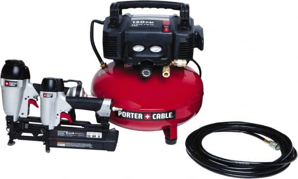 Porter-Cable - 0.80 HP, 2.6 SCFM at 90 psi Pancake Finish/Nailer Combo - 6 Gallon Tank, 10 Amp, 150 Max psi, 120V - Exact Tooling