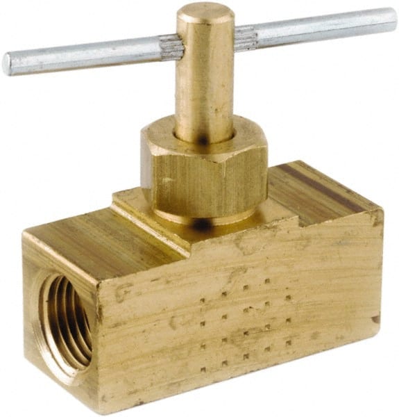 ANDERSON METALS - 1/4" Pipe, Inline Metal Seat Needle Valve - Brass Seal, Female x Female Ends, Lead Free Brass Valve, 150 Max psi - Exact Tooling
