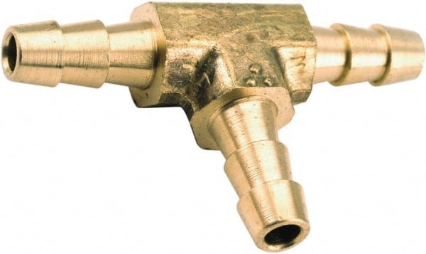 ANDERSON METALS - Hose Barb x Hose Barb x Hose Barb Tee - 1/4" ID Hose, Lead Free Brass - Exact Tooling