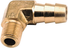 ANDERSON METALS - 1/2 NPT Thread Hose Barb x Male NPT 90° Elbow - 3/8" ID Hose, Lead Free Brass - Exact Tooling