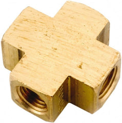 ANDERSON METALS - 3/8-18 Female Thread, Lead Free Brass Industrial Pipe Female Cross - FNPT, 1,000 psi - Exact Tooling