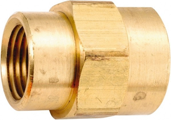 ANDERSON METALS - 3/8-18 x 1/4-18 Female Thread, Lead Free Brass Industrial Pipe Coupling - FNPT, 1,000 psi - Exact Tooling
