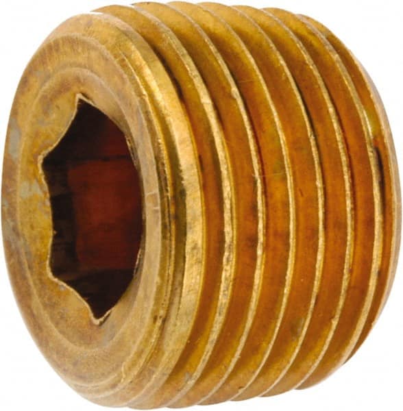 ANDERSON METALS - 1/2-14 Male Thread, Lead Free Brass Industrial Pipe Hollow Hex Plug - MNPT, 1,000 psi - Exact Tooling