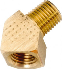 ANDERSON METALS - 1/4-18 Male Thread x 1/4-18 Female Thread, Lead Free Brass Industrial Pipe 45° Street Elbow - MNPT x FNPT, 1,000 psi - Exact Tooling