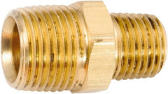 ANDERSON METALS - 3/8-18 x 1/4-18 Male Thread, Lead Free Brass Industrial Pipe Hex Nipple - MNPT, 1,000 psi - Exact Tooling