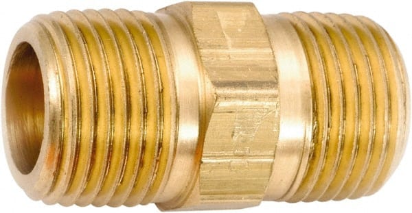 ANDERSON METALS - 1/2-14 Male Thread, Lead Free Brass Industrial Pipe Hex Nipple - MNPT, 1,000 psi - Exact Tooling