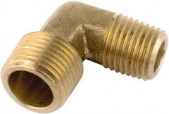 ANDERSON METALS - 1/4-18 x 1/8-27 Male Thread, Lead Free Brass Industrial Pipe 90° Male Elbow - MNPT, 1,000 psi - Exact Tooling