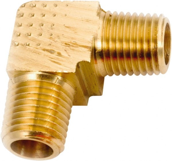 ANDERSON METALS - 1/4-18 Male Thread, Lead Free Brass Industrial Pipe 90° Male Elbow - MNPT, 1,000 psi - Exact Tooling