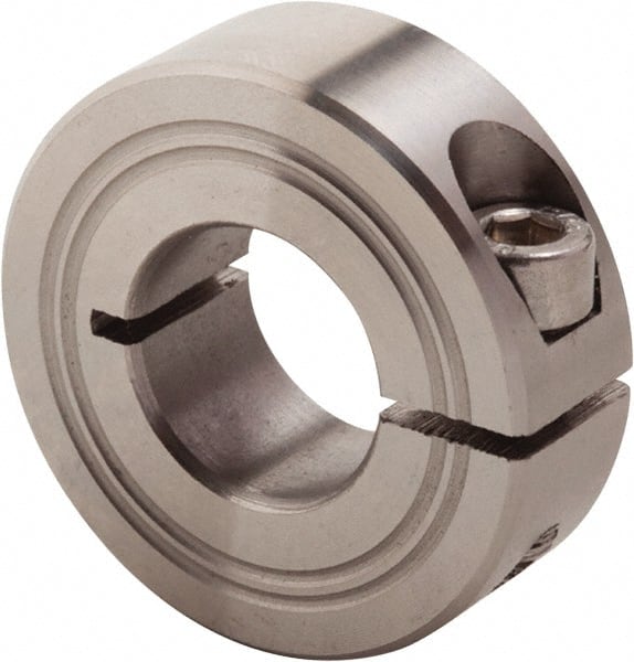 Climax Metal Products - 10mm Bore, Stainless Steel, One Piece Clamp Collar - 1" Outside Diam - Exact Tooling