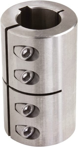 Climax Metal Products - 12mm Inside x 29mm Outside Diam, One Piece Split Clamping Collar with Keyway - 45mm Long x 4mm Keyway Width x 2.5mm Keyway Depth - Exact Tooling