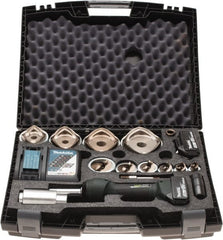 Greenlee - 19 Piece, 0.88 to 4.5445" Punch Hole Diam, Hydraulic Knockout Set - Round Punch, 10 Gage Stainless Steel, 10 Gage Mild Steel - Exact Tooling