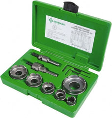 Greenlee - 11 Piece, 7/8 to 2-1/2" Cutter Diam, 0.187" Cutting Depth, Carbide Annular Cutter Set - Oxide Finish - Exact Tooling