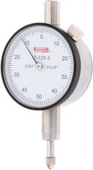 SPI - 1/4" Range, 0-50-0 Dial Reading, 0.001" Graduation Dial Drop Indicator - 1.61" Dial, 0.1" Range per Revolution - Exact Tooling