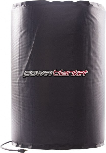 Powerblanket - 22-1/2" Wide, 55 Gallon Wrap-Around Drum Heater - 120 Volt, 400 Watts to 800 Watts, 0.5 Amps, 0°F to 80°F Thermostat Rating - Exact Tooling