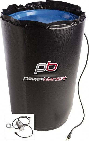 Powerblanket - 12" Wide, 30 Gallon Wrap-Around Drum Heater - 120 Volt, 6 Amps, 0°F to 145°F Thermostat Rating - Exact Tooling