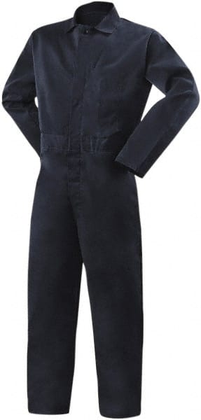 Steiner - Size 3XL, Navy Blue, Snap, Flame Resistant/Retardant Coverall - Cotton, 5 Pockets - Exact Tooling