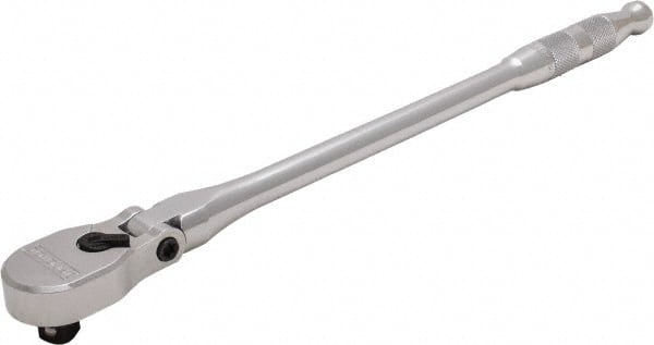 Proto - 3/8" Drive Pear Head Ratchet - Full Polish Chrome Finish, 13" OAL, 90 Gear Teeth, Long Arm Handle, Reversible Flex Head - Exact Tooling