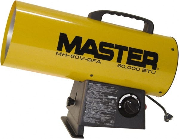 Master - 40,000 to 60,000 BTU Rating, Propane Forced Air Heater - 1,500 Sq Ft Max Heating Area, 20 Lb Capacity, Fuel with Propane - Exact Tooling