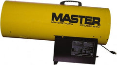 Master - 225,000 to 375,000 BTU Rating, Propane Forced Air Heater with Thermostat - 9,300 Sq Ft Max Heating Area, (2) 100 Lb Capacity, Fuel with Propane - Exact Tooling