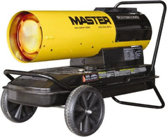Master - 220,000 BTU Rating, Multi-Fuel Forced Air Heater - 5,500 Sq Ft Max Heating Area, 13 Gal Capacity, Fuel with Kerosene, Diesel & Fuel Oil - Exact Tooling