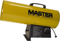 Master - 120,000 to 150,000 BTU Rating, Propane Forced Air Heater - 3,800 Sq Ft Max Heating Area, 100 Lb Capacity, Fuel with Propane - Exact Tooling