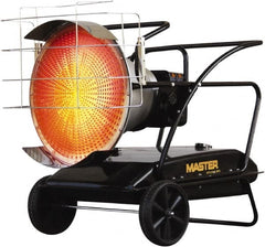 Master - 125,000 BTU, Kerosene/Diesel/Fuel Oil Fired Radiant Heater - 14 Gal Fuel Capacity, 28.4" Long x 28.7" Wide x 40.8" High - Exact Tooling