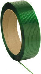 Made in USA - 10,500' Long x 1/2" Wide, Waxed Polyester Strapping - 500 Lb Capacity, 0.018" Thick - Exact Tooling