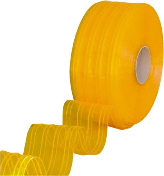 Clearway Door - Clear/Yellow Ribbed QuickStrip Roll Dock Curtain Strips - 8" Wide x 150' Long x 0.072" Thick - Exact Tooling