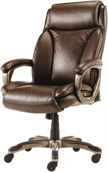 ALERA - 47" High Executive High Back Leather Chair - 27" Wide x 30-3/8" Deep, Leather Seat, Brown - Exact Tooling