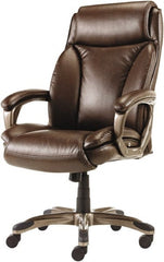 ALERA - 47" High Executive High Back Leather Chair - 27" Wide x 30-3/8" Deep, Leather Seat, Brown - Exact Tooling