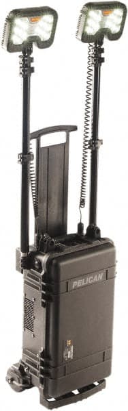 Pelican Products, Inc. - 12 Volt, Cordless, LED Portable Floor Work Light - 2 Heads, 12,000 Lumens, Polypropylene, 23-1/4" High - Exact Tooling