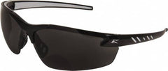 Edge Eyewear - +2, Smoke Gray Lenses, Scratch Resistant, Framed Magnifying Safety Glasses - UV Protection, Black/Gray Nylon Frame, ANSI, MCEPS - Exact Tooling