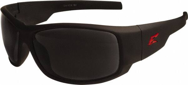 Edge Eyewear - Smoke Lenses, Framed Safety Glasses - Scratch Resistant, Black Nylon Frame, Size Universal, Wrap Around - Exact Tooling