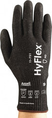 Ansell - Size L (9), ANSI Cut Lvl 4, Puncture Lvl 2, Abrasion Lvl 6, Polyurethane Coated Polyurethane Cut Resistant Gloves - 9.72" Long, Palm Coated, Nylon & Spandex Lining, Knit Wrist, Black, Paired - Exact Tooling