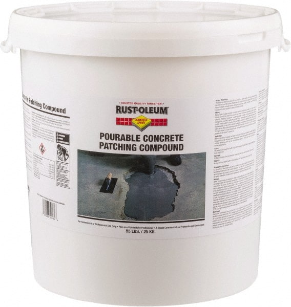 Rust-Oleum - 55 Lb Pail Concrete Patch - Gray, 46 Cu Ft/55 Lb Kit Coverage, Fiber Reinforced Portland Cement - Exact Tooling