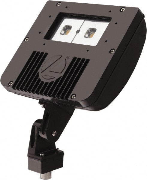 Lithonia Lighting - 1 Head, 120-277 Volt, 42 Watt, LED Floodlight Fixture - Knuckle Mount, 3-1/8" Long x 8-7/8" Wide x 7-3/4" High, Aluminum Housing - Exact Tooling