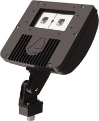 Lithonia Lighting - 1 Head, 120-277 Volt, 42 Watt, LED Floodlight Fixture - Knuckle Mount, 3-1/8" Long x 8-7/8" Wide x 7-3/4" High, Aluminum Housing - Exact Tooling