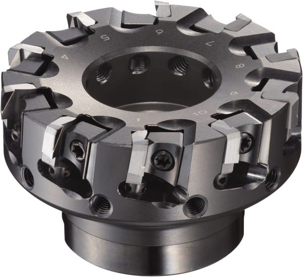 Sumitomo - 100mm Cut Diam, 14.4mm Arbor Hole, 50mm Max Depth of Cut, 90° Indexable Chamfer & Angle Face Mill - 8 Inserts, NF-LDEN Insert, Right Hand Cut, 8 Flutes, Through Coolant, Series HF - Exact Tooling