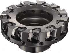 Sumitomo - 6" Cut Diam, 5/8" Arbor Hole, 2.374" Max Depth of Cut, 90° Indexable Chamfer & Angle Face Mill - 18 Inserts, NF-LDEN Insert, Right Hand Cut, 18 Flutes, Through Coolant, Series HF - Exact Tooling