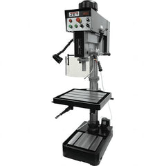 Jet - 20" Swing, Variable Speed Pulley Drill & Tap Press - Variable Speed, 2 hp, Three Phase - Exact Tooling