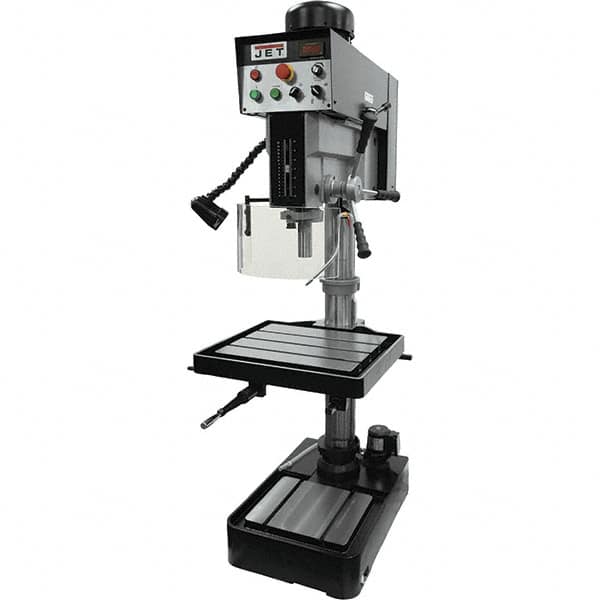 Jet - 10-7/16" Swing, Variable Speed Pulley Drill Press - Variable Speed, 2 hp, Single Phase - Exact Tooling