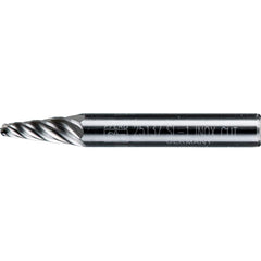 PFERD - SL-1, 1/4" Cut Diam, 1/4" Shank Diam, Carbide Inox Cut Taper with Radius End Burr - Exact Tooling