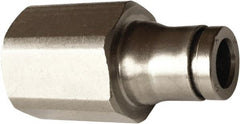 Legris - 3/8" Outside Diam, 3/8 NPT, Nickel Plated Brass Push-to-Connect Tube Female Connector - 435 Max psi, Tube to Female NPT Connection, FKM O-Ring, Conforms to FDA Standards - Exact Tooling