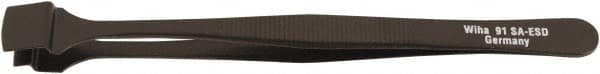 Wiha - 4-59/64" OAL SS-SA ESD Safe Tweezers - Wide Flat with Back Stop - Exact Tooling