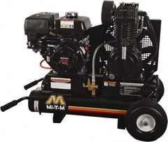 MI-T-M - 9.0 hp, 17.2 CFM, 175 Max psi, Two Stage Portable Fuel Air Compressor - Honda GX270 OHV Engine - Exact Tooling